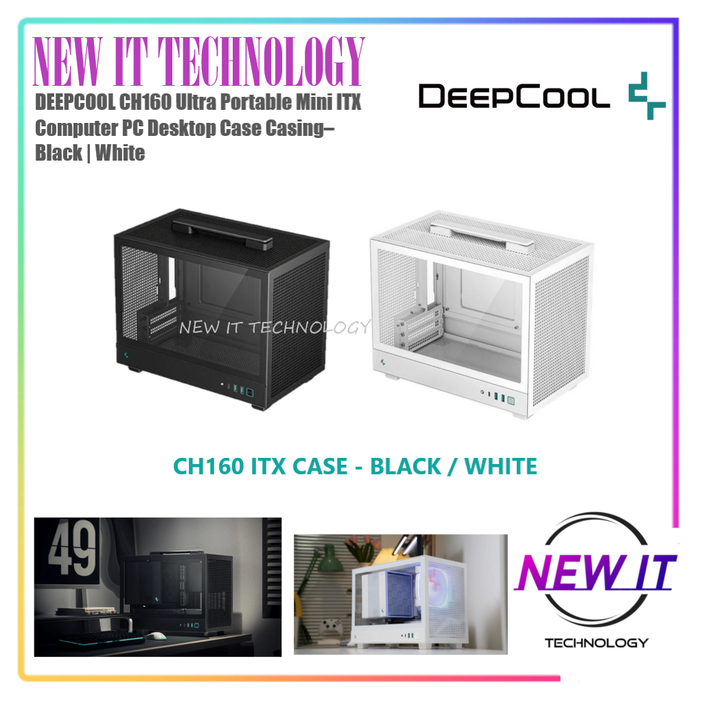 DEEPCOOL CH160 Ultra Portable Mini ITX & CH160 MATX & CH260 MATX Computer PC Desktop Case Casing– Bl