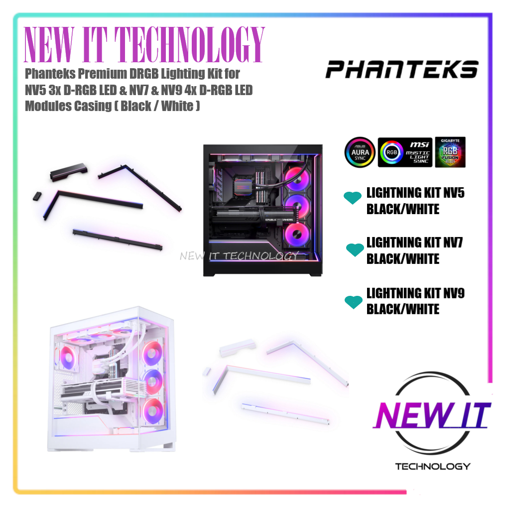 Phanteks Premium DRGB Lighting Kit สําหรับ NV5 3x D-RGB LED & NV7 & NV9 4x D-RGB โมดูล LED ปลอก (สีด