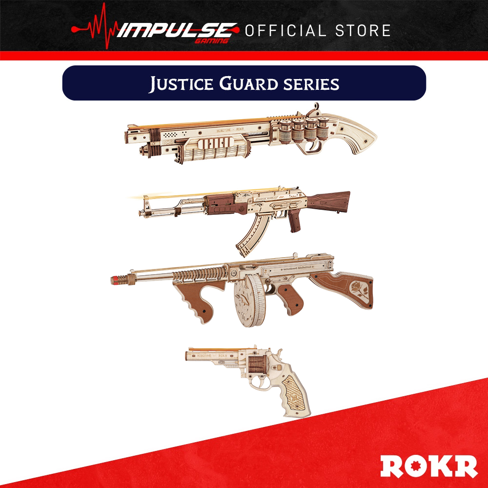 Robotime ROKR LQB01, LQ401, LQ501, LQ901 Justice Guard 三维 ปริศนาไม้ DIY