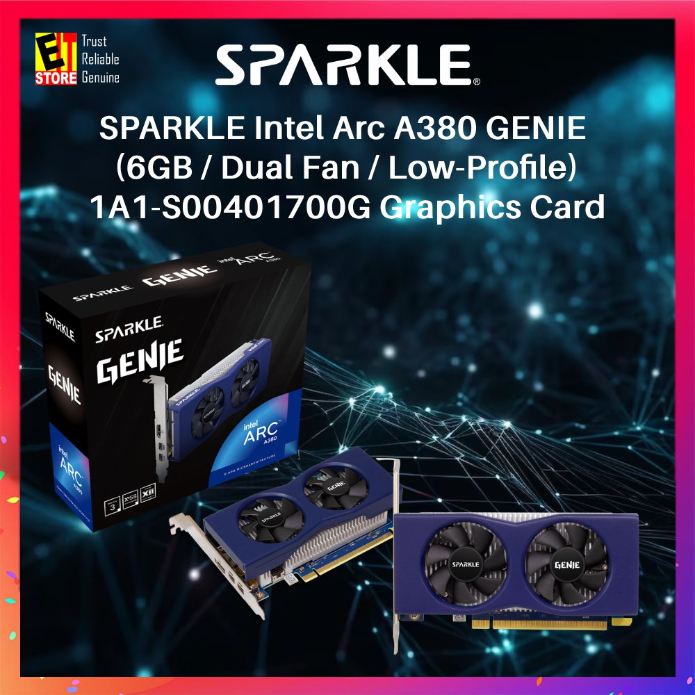 Sparkle Intel Arc A380 GENIE (6GB / พัดลมคู่ / ไฟล์ต่ํา) - 1A1-S00401700การ์ดจอจี