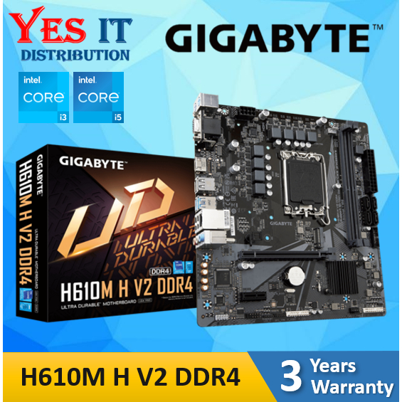 GIGABYTE H610M-H V3 DDR4 / H610M-H V2 DDR5 LGA1700 mATX MOTHERBOARD + โปรเซสเซอร์ INTEL 12th & 13 Ge