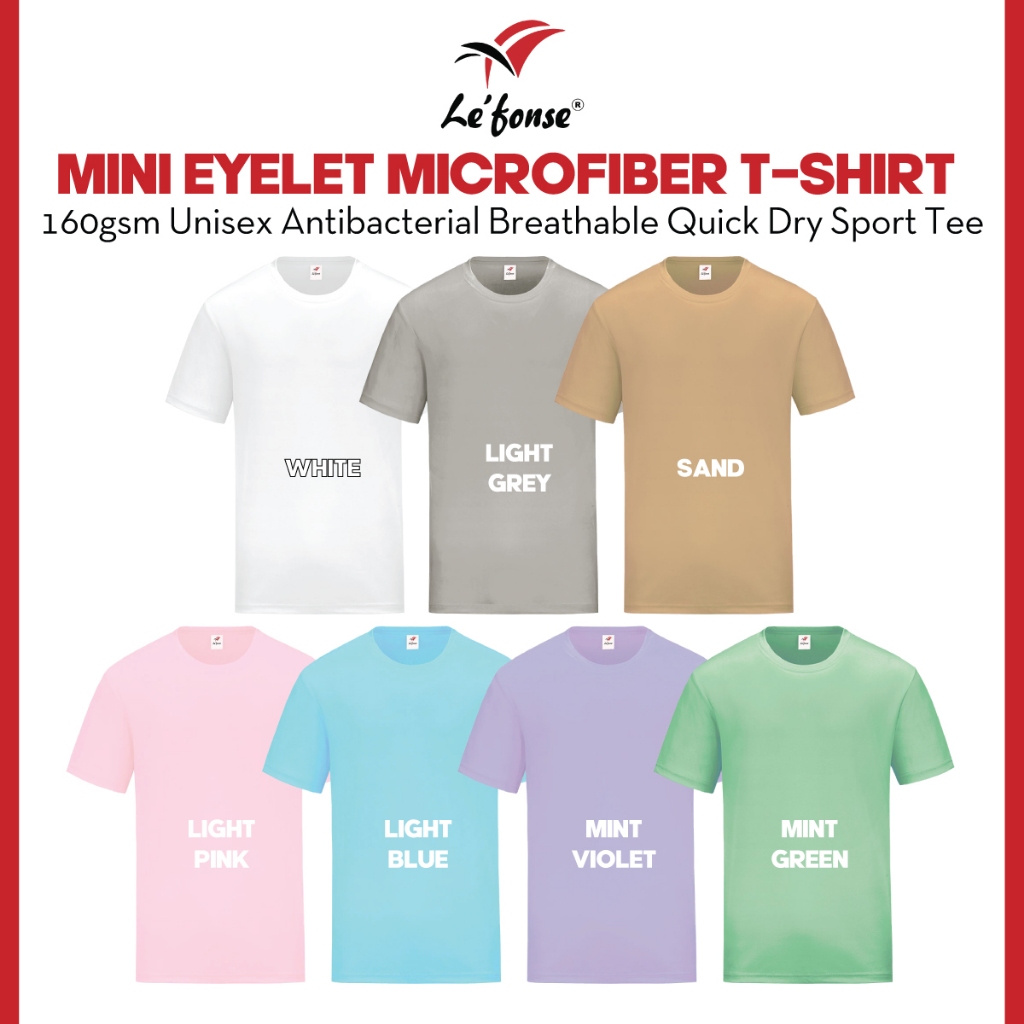 ที่ดีที่สุดไมโครไฟเบอร์แห้งพอดีเสื้อยืด RM01 Unisex 160gsm นุ่มรอบคอธรรมดา Tee Baju Goshang RM01 Gro