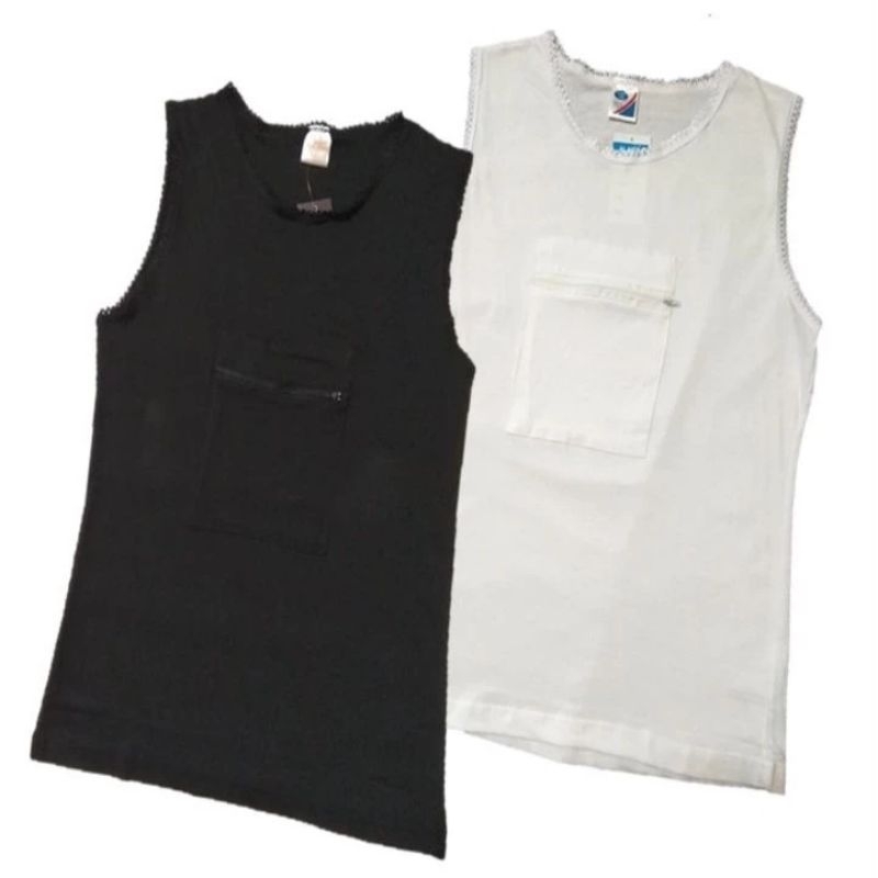 SINGLET (PUTIH) Haji Perempuan Ber Pocket Zip Render (ผ้าฝ้าย 100% (S-3XL)