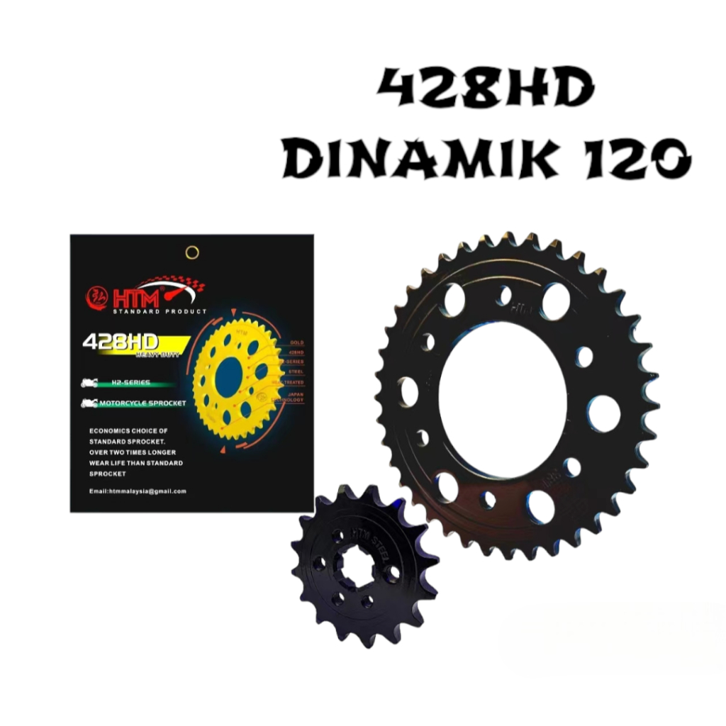 HTM 428HD DINAMIK120 ด้านหน้าด้านหลัง SPOCKET เหล็ก YTZ5S YTZ5 YTZ6V YB5L YB3L YTZ7S NGK RKM DID RK