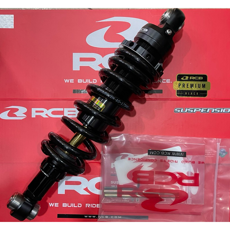 RCB KAWASAKI ZX250 /ZX400 S2 LINE ADJUSTABLE MONOSHOCK 320MM (BLACK /GOLD )- รับประกัน 12 เดือน โดย 