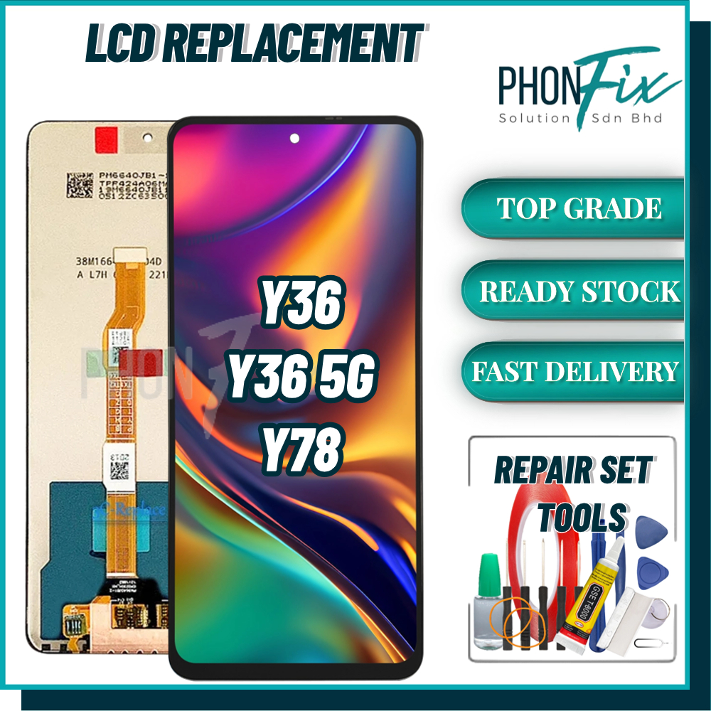 VIVO Y36 4G / Y36 5G / Y78 การเปลี่ยนหน้าจอ LCD สําหรับโทรศัพท์ SKRIN หน้าจอสัมผัส DIGITIZER BY Phon