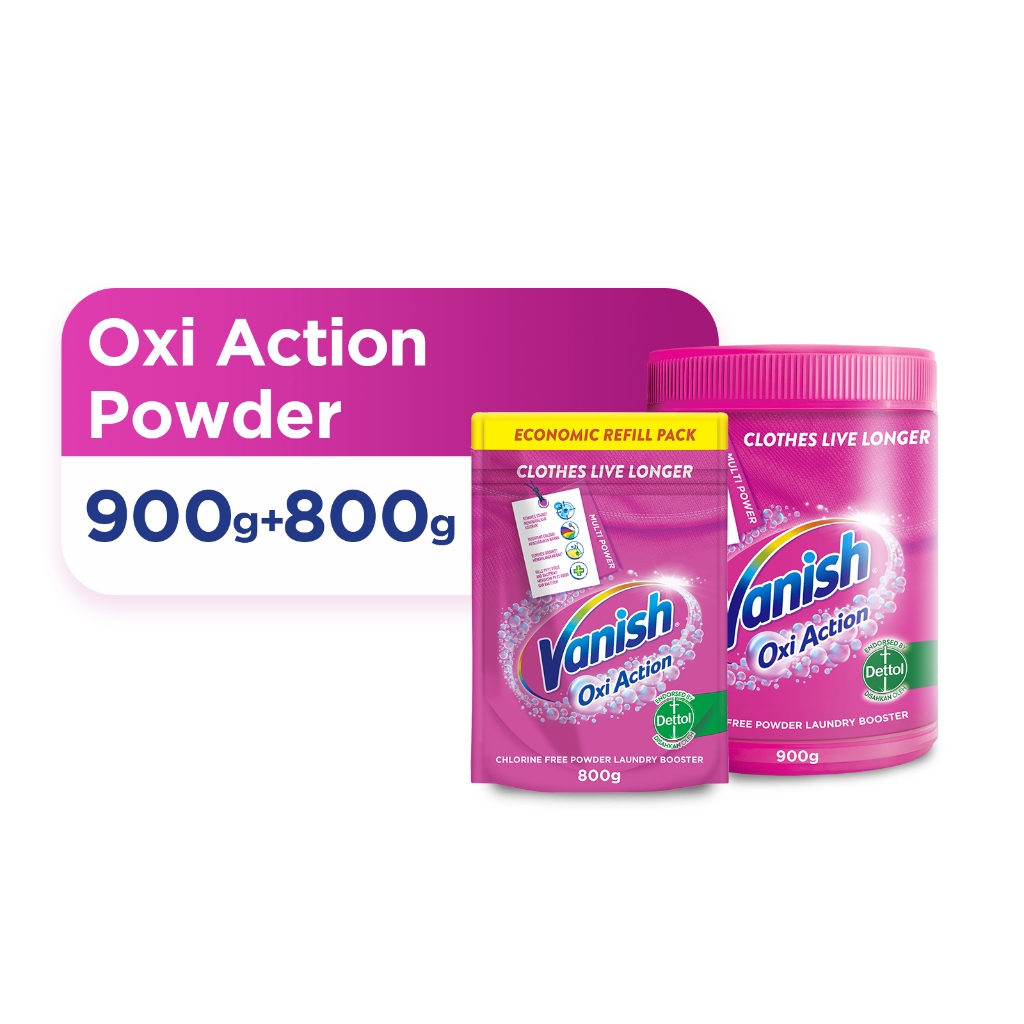 [Bundle Deal] Vanish Fabric Clothes Oxi Action Stain Remover Pink / White Powder Tub + Resealable Do