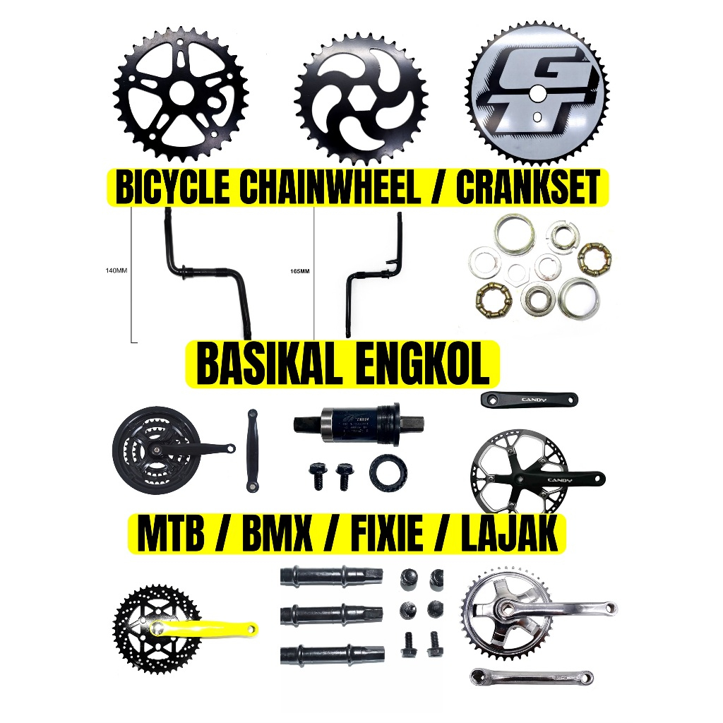 ลูกอมจักรยาน CHAINWHEEL CRANKSET ENGKOL BASIKAL 12"-26" ONE PIECE SUB CUP BEARING SINGLE MULTISPEED 
