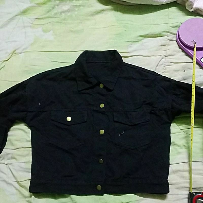 SHEIN DENIM JACKET PLAIN BLACK LIKE NEW 20x20