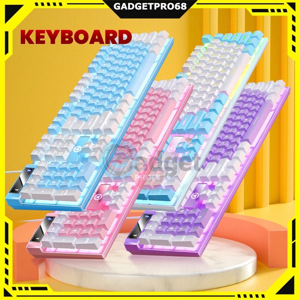 K500 Luminous Backlit Mechanical Gaming Keyboard RGB Light Suspended Keycap การออกแบบตามหลักสรีรศาสต