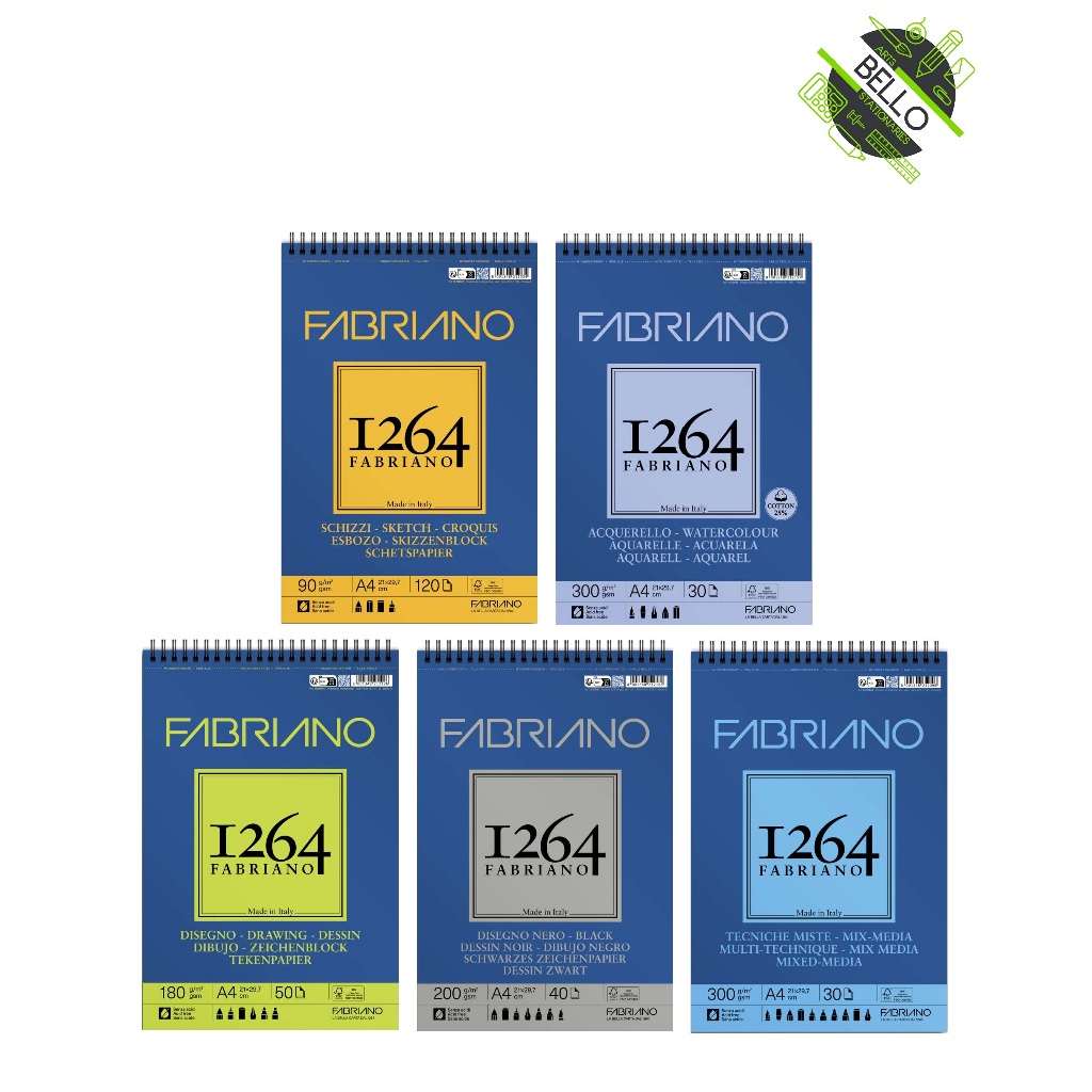 บล็อคกระดาษ Fabriano 1264 (แหวน) A4 / A3