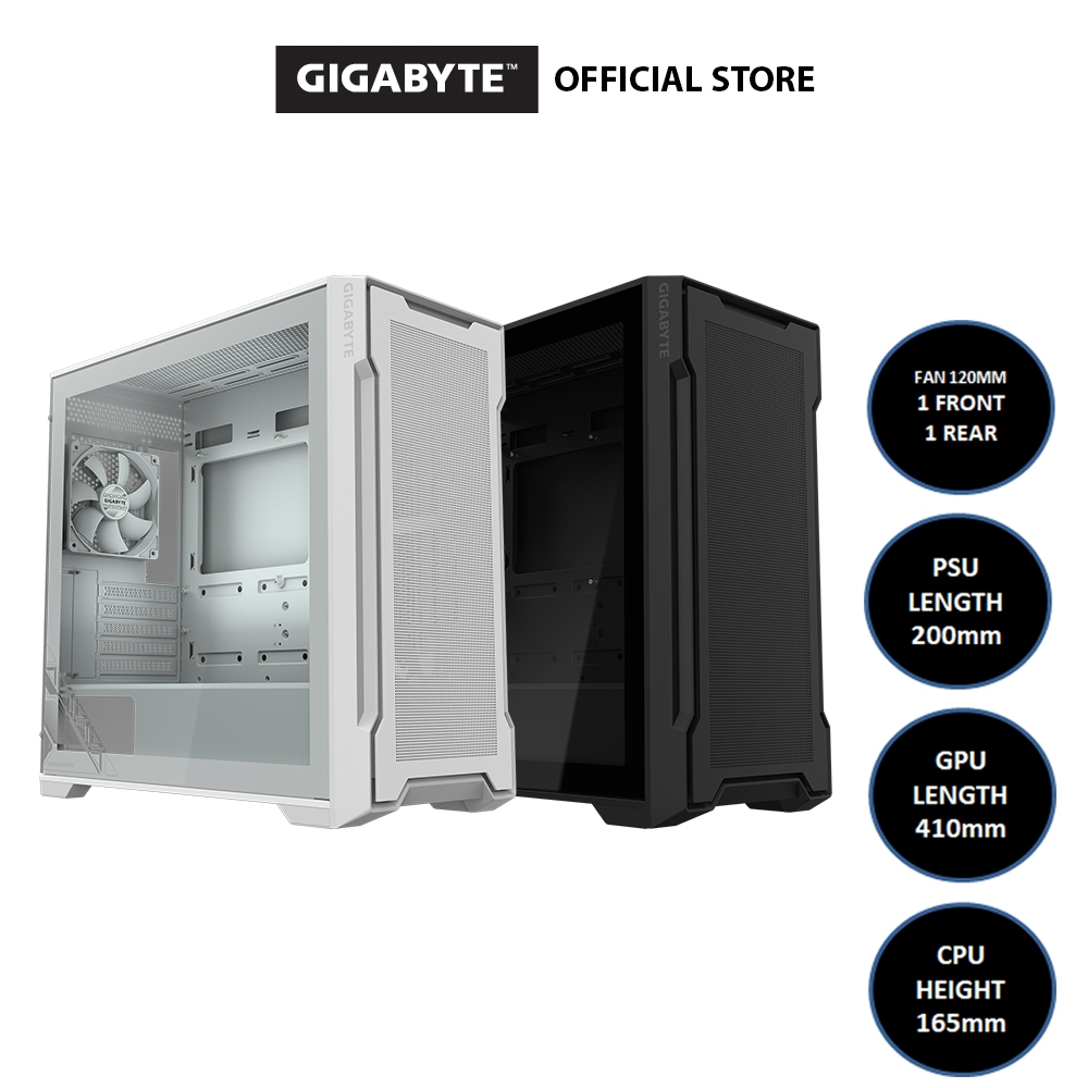Gigabyte C102 Glass Micro-ATX Mid Tower PC Case เคสเดสก์ท็อปกระจกนิรภัยแผงด้านข้าง C102G พร้อมพัดลม 
