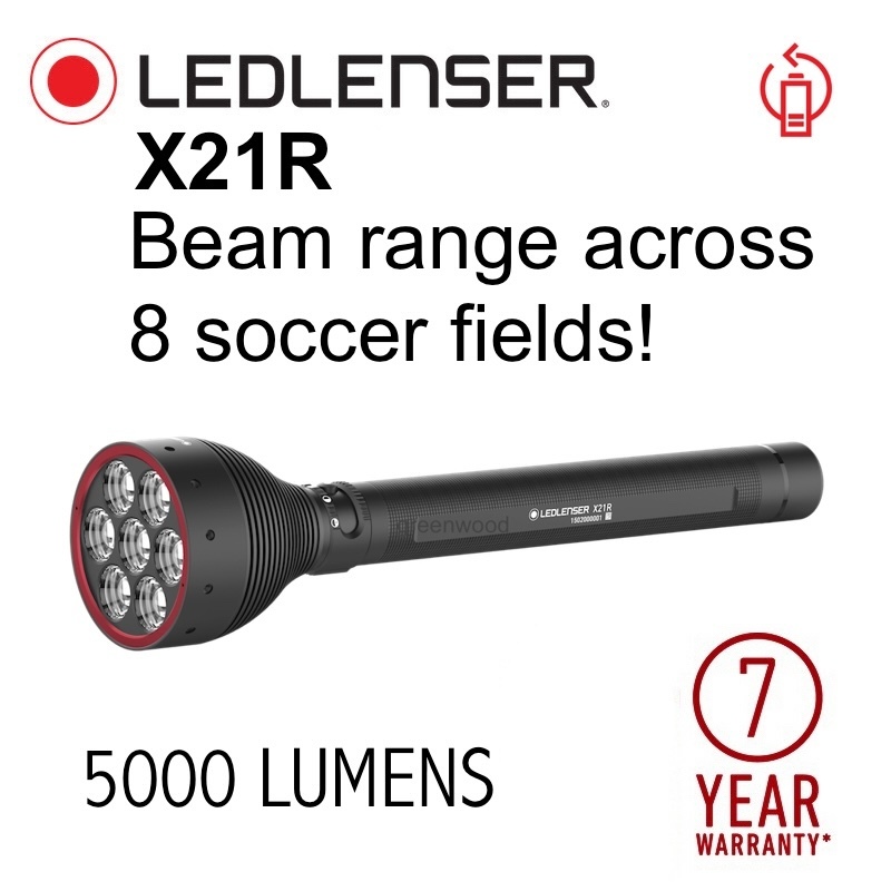 X21R LEDLENSER ไฟฉายแบบชาร์จไฟได้ - 5000 Lumens [เลนส์ Led, ไฟฉายอันทรงพลังเป็นพิเศษ]