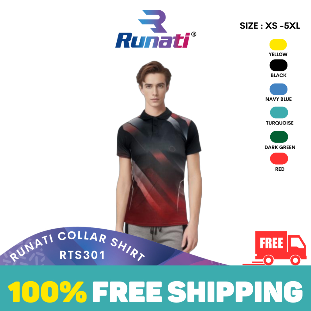 [มาใหม่] เสื้อกีฬาคอปกผู้ชาย Runati RTS301 Baju Kolar Sukan Lelaki