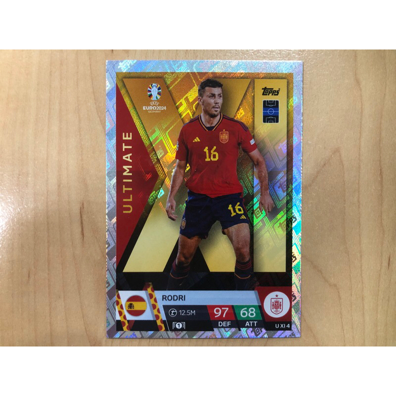 Topps EURO EM Germany 2024 การ์ดสะสม U XI 4 - Rodri - สุดยอด