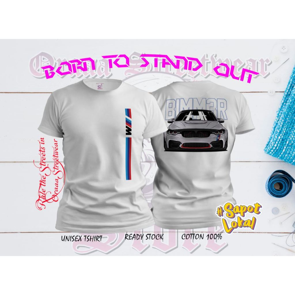Bmw Bimmer Performance Racing Car เสื้อยืดออกแบบ Lelaki Wanita ผ้าฝ้ายผู้ชายผู้หญิง TShirt Unisex ผู