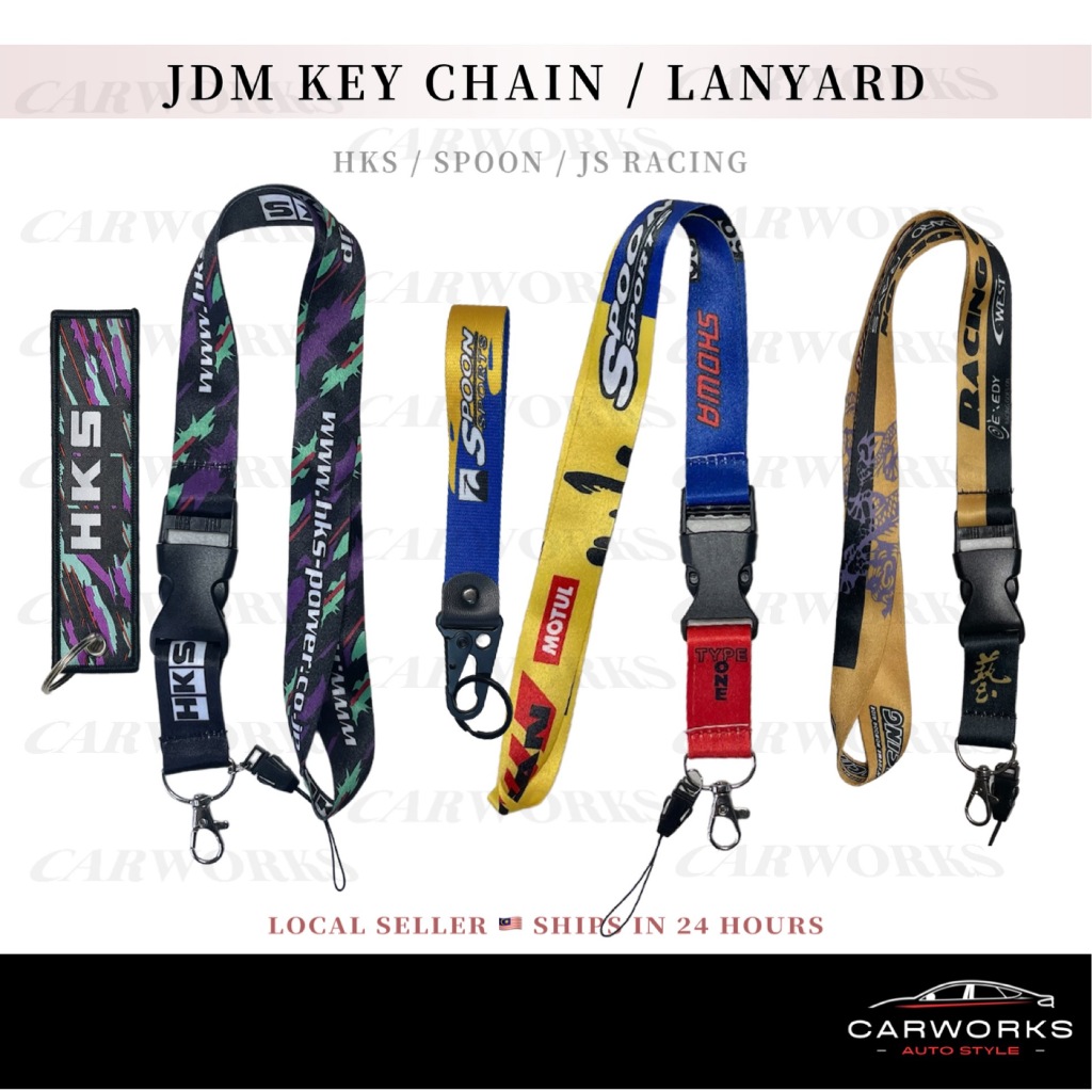 JDM JS RACING HKS SPOON SPORT LOGO Lanyard Premium KEYCHAIN แหวน Civic City Jazz Odyssey Performance