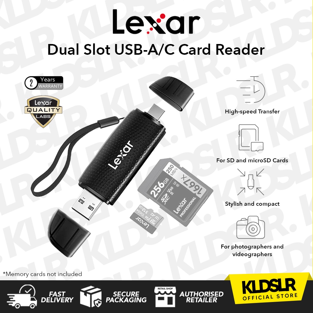 Lexar RW310 Dual-Slot USB-A/C Reader (LRW310U-BNBNG) Lexar RW300 Dual Slot Card Reader USB 3.2 Gen1 