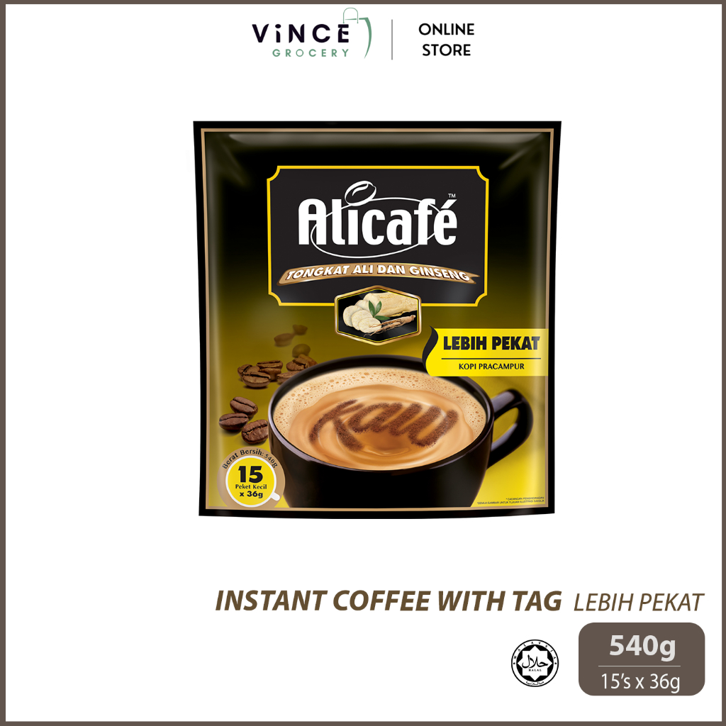ALICAFE Instant Coffee With Tongkat Ali and Ginseng Lebih Pekat | 540G [15's x 36G]