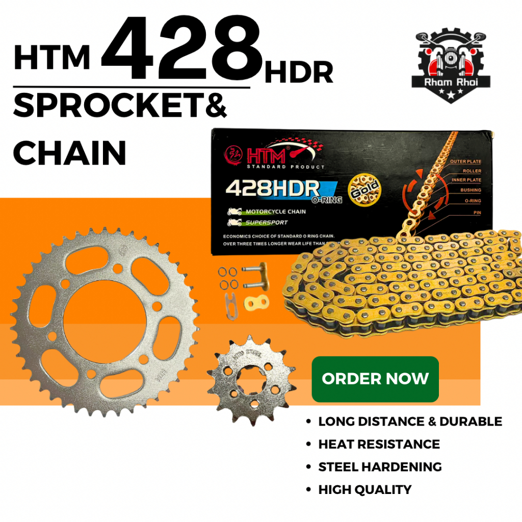 428HDR-132L HTM SRL115 428 CHROME SPROCKET ชุด HTM CHAIN & SPROCKET YAMAHA YTZ5S YTZ5 YTZ6V YTZ7S