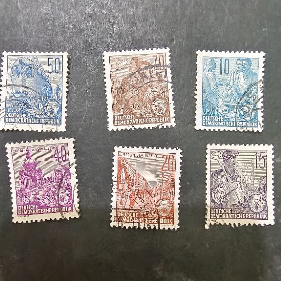 GE91 DDR East Germany 1955 definitive 6v ครบชุด 2. ใช้แล้ว