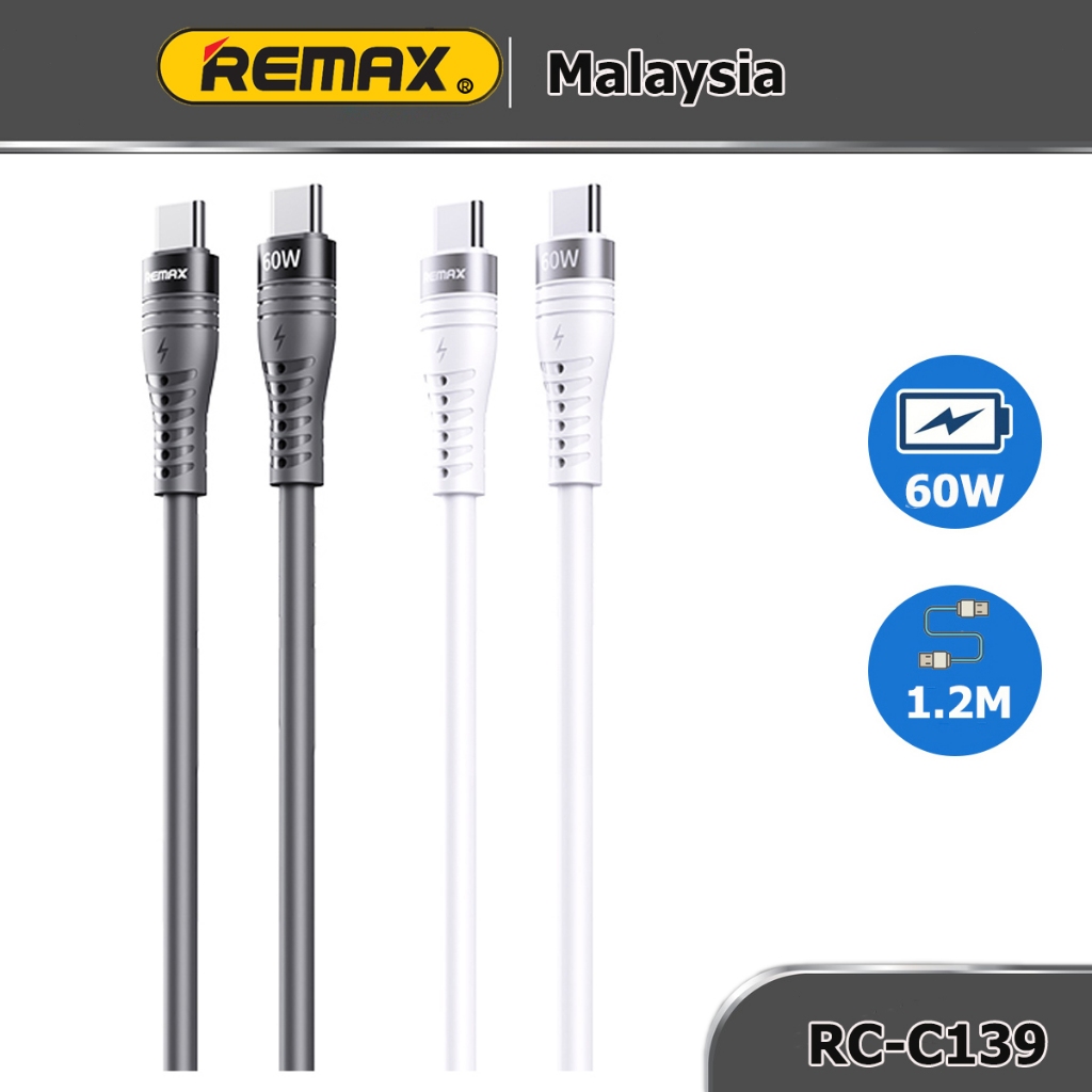 Remax 1.2M สายชาร์จเร็ว 60W Type-c สําหรับแท็บเล็ตโทรศัพท์มือถือ RC-C139