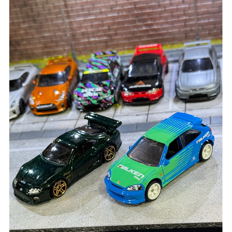 Hotwheels ek9 Falken Toyota Supra Green Mainline การ์ดพิเศษ R34 Inno Tarmac Boyboybiy y15 y16 b16a b