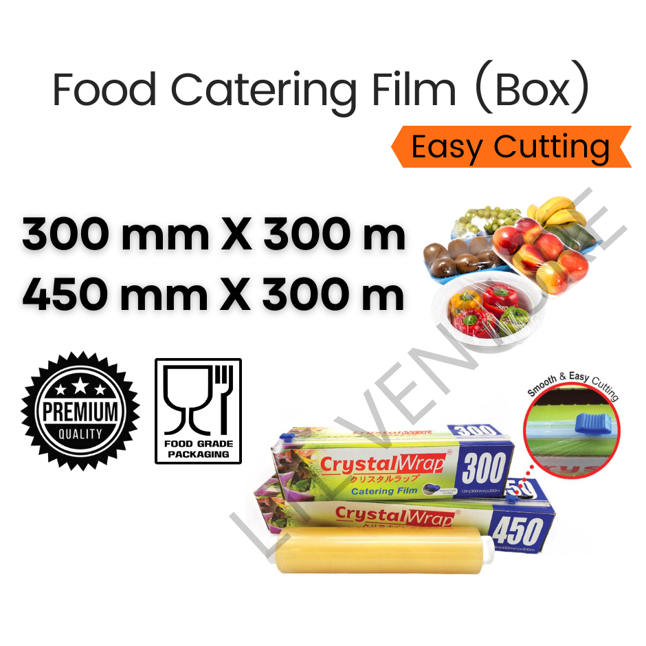 Catering Flim/Cling Film/Crystal Wrap /ฟิล์มห่ออาหารในกล่องคัตเตอร์ 300mmX300m/450mmX300m