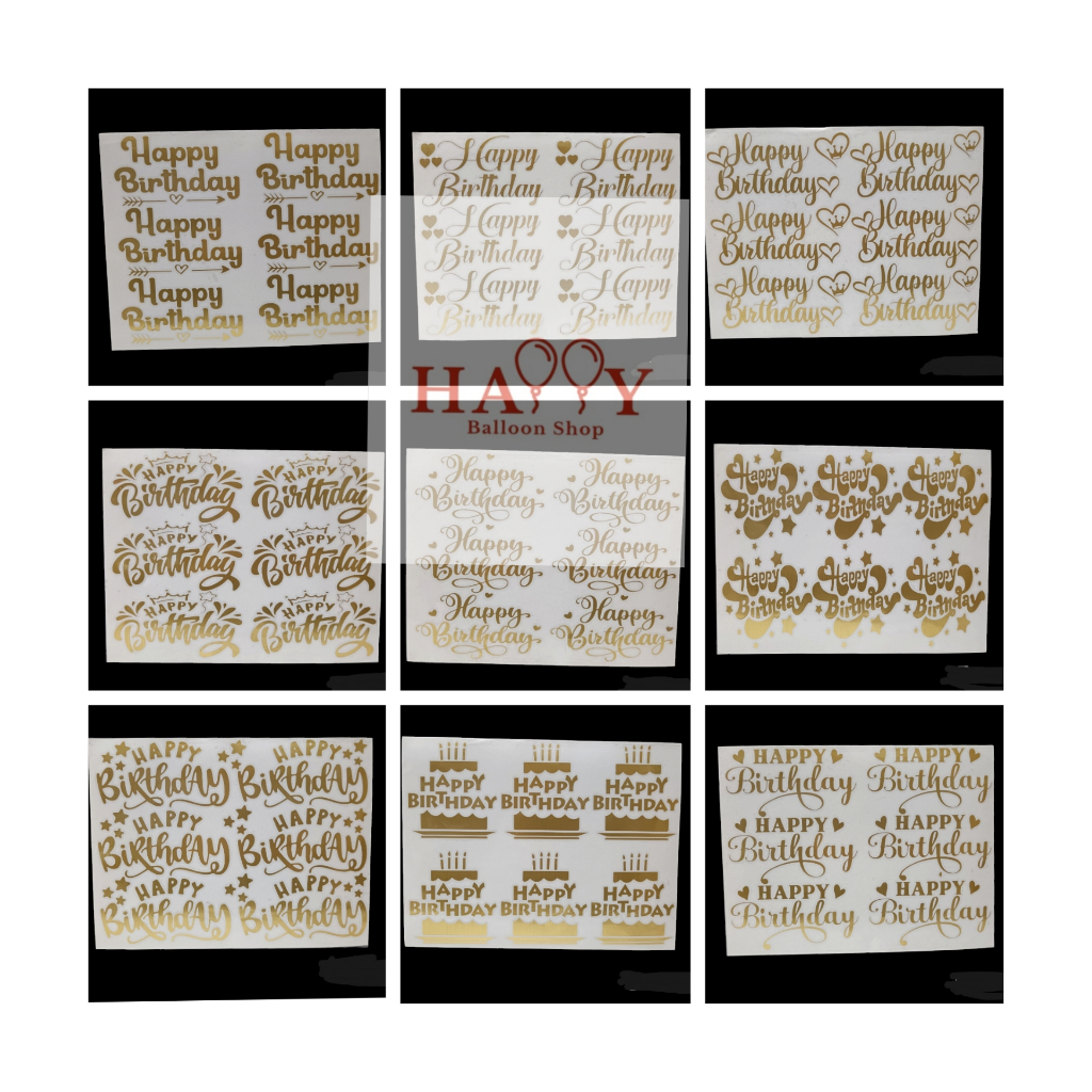 สติ๊กเกอร์/สติ๊กเกอร์ Happy Birthday Gold สําหรับการเดินทางฟอยล์ 10inci /Bobo saiz 10inci