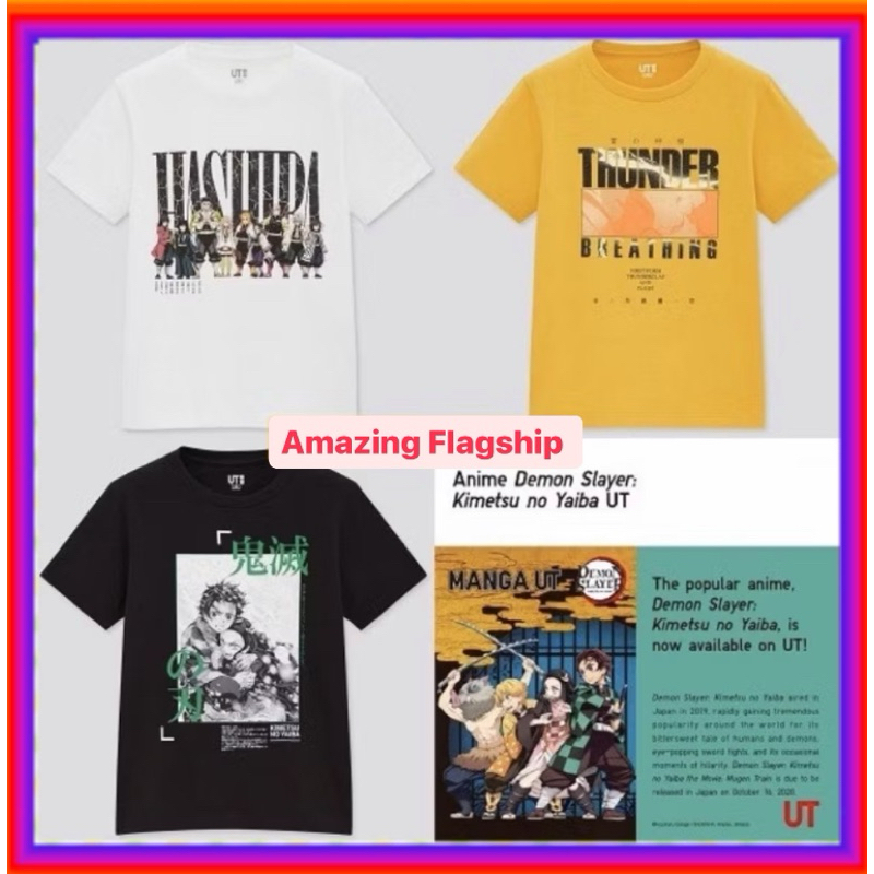 ของแท้ 100%Uniqlo UT KIDS Anime Demon Slayer Kimetsu ไม่มี Yaiba เสื้อยืด Tee เสื้อ