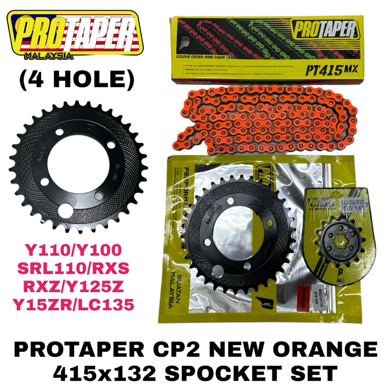 LC/RXZ/Y15 PROTAPER 415MXx132 COLOUR CHAIN + CP2 BLACK SPOCKET SET (4 หลุม)