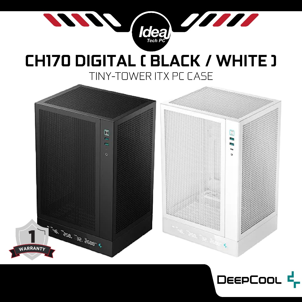 DEEPCOOL CH170 DIGITAL BLACK / WHITE HIGH AIRFLOW PANEL TINY-TOWER ITX PC CASE