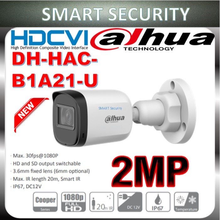 DAHUA กล้องวงจรปิดกลางแจ้ง IR Bullet กล้อง 2.0MP 2MP 1080P HDCVI DH-HAC-B1A21P/B1A21-U สําหรับกลางแจ
