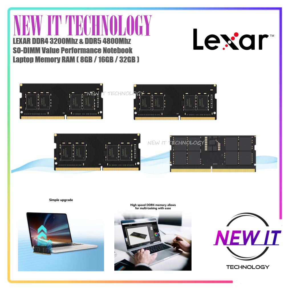 LEXAR DDR4 3200Mhz & DDR5 4800Mhz & 5600Mhz SO-DIMM Value Performance Notebook Laptop Memory RAM ( 8