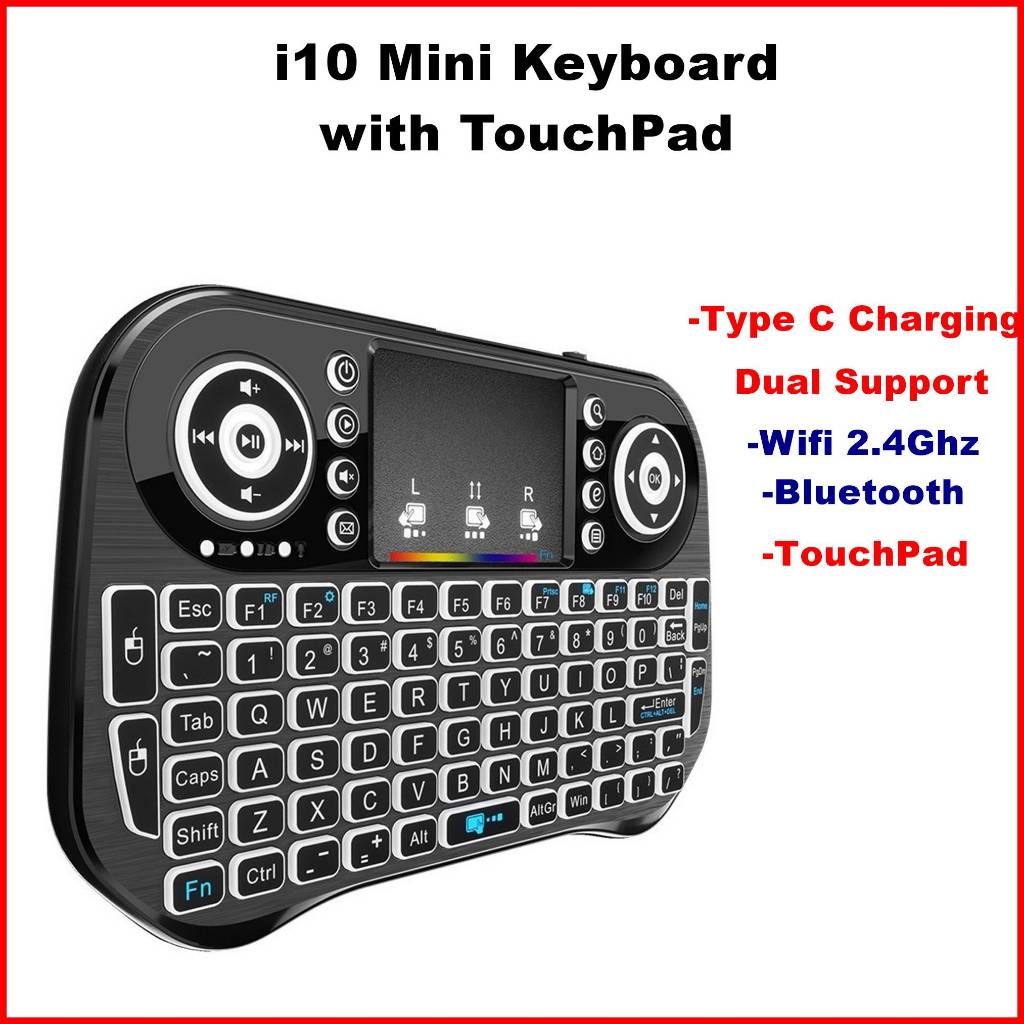 I10 Mini Keyboard พร้อมทัชแพด Android,Window,1OS Type C ชาร์จโทรศัพท์มือถือระยะไกล, คอมพิวเตอร์, สมา