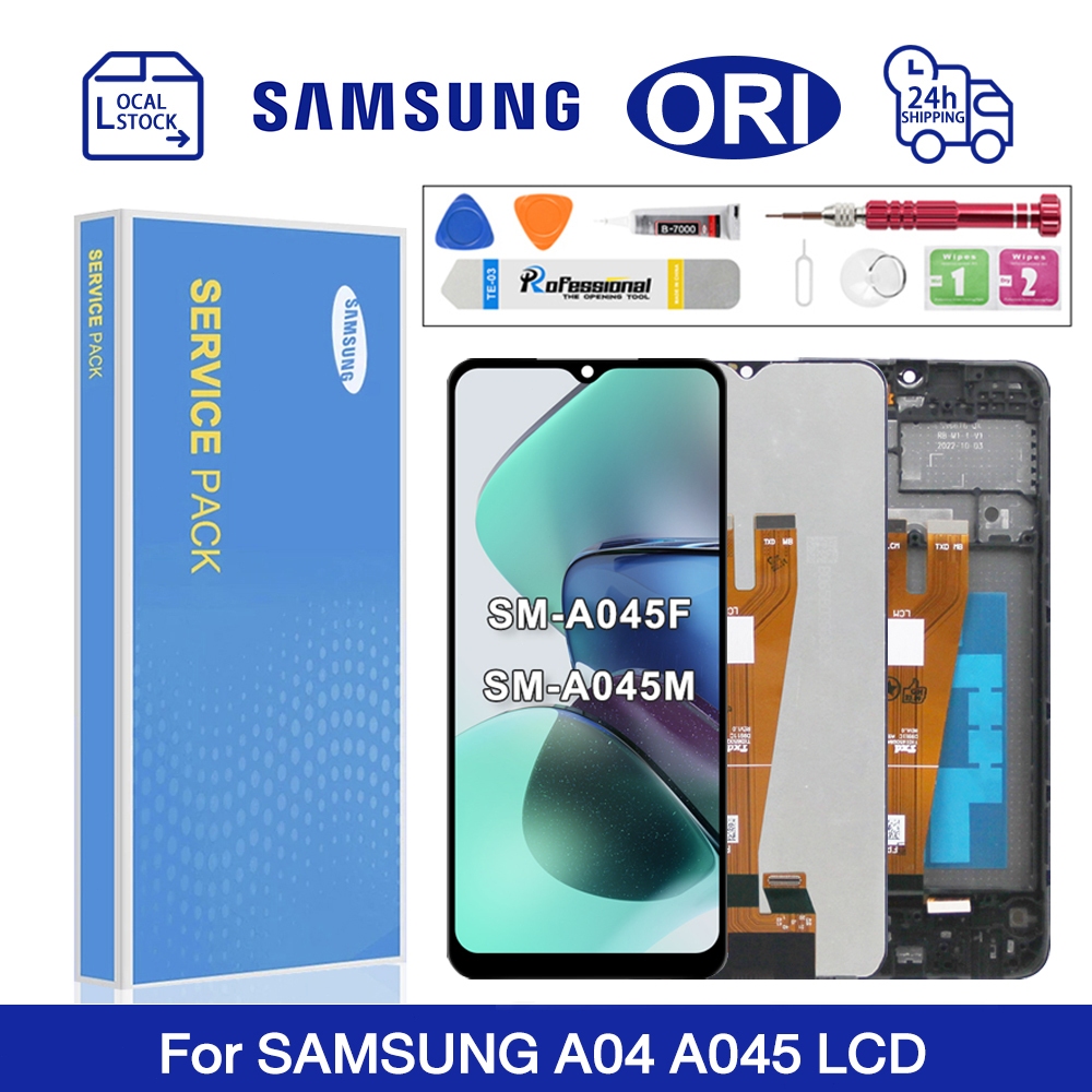 สําหรับ SAMSUNG A04 A045M A045F LCD หน้าจอสัมผัสจอแสดงผล DIGITIZER เปลี่ยนกรอบ