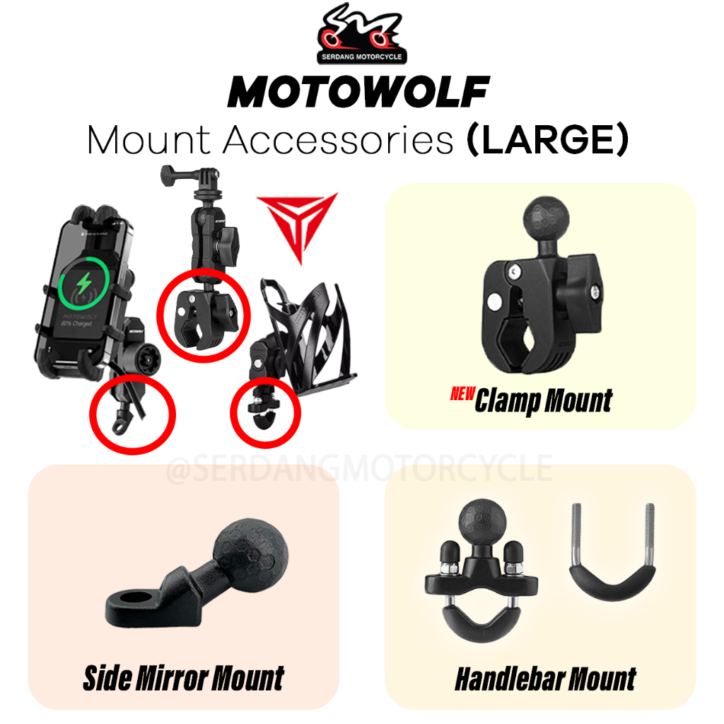 MOTOWOLF ที่วางยึดลูกบอลข้อต่อขนาดใหญ่ อุปกรณ์เสริม ที่วางโทรศัพท์ อะไหล่ MDL2827 MDL3536 MDL3532
