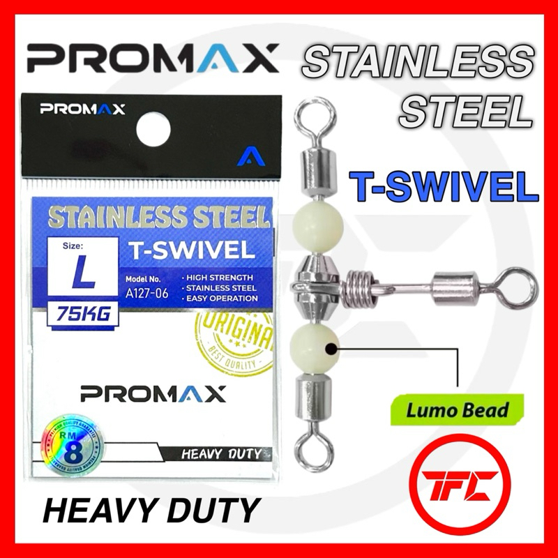 PROMAX สแตนเลส T-Swivel Heavy Duty น้ําเค็ม SW ตกปลา A127-06 Spreader Tswivel JK Janker Pro Max