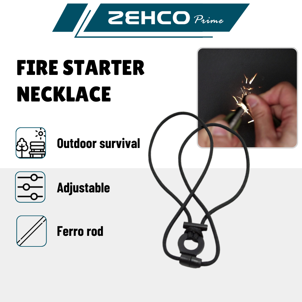 Fire Starter สร้อยคอ Survival Paracord สร้อยคอ Ferro Rod ฉุกเฉิน Fire Rescue Outdoor Survival Camping เดินป่าล่าสัตว์