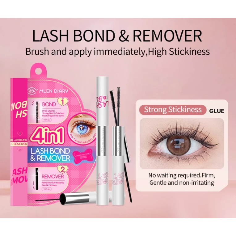MATA Mlen Diary Lash 4 in 1 Bond & Remover 8g (Mlen Diary Sticker & Wash 4 in 1 สําหรับขนตา)