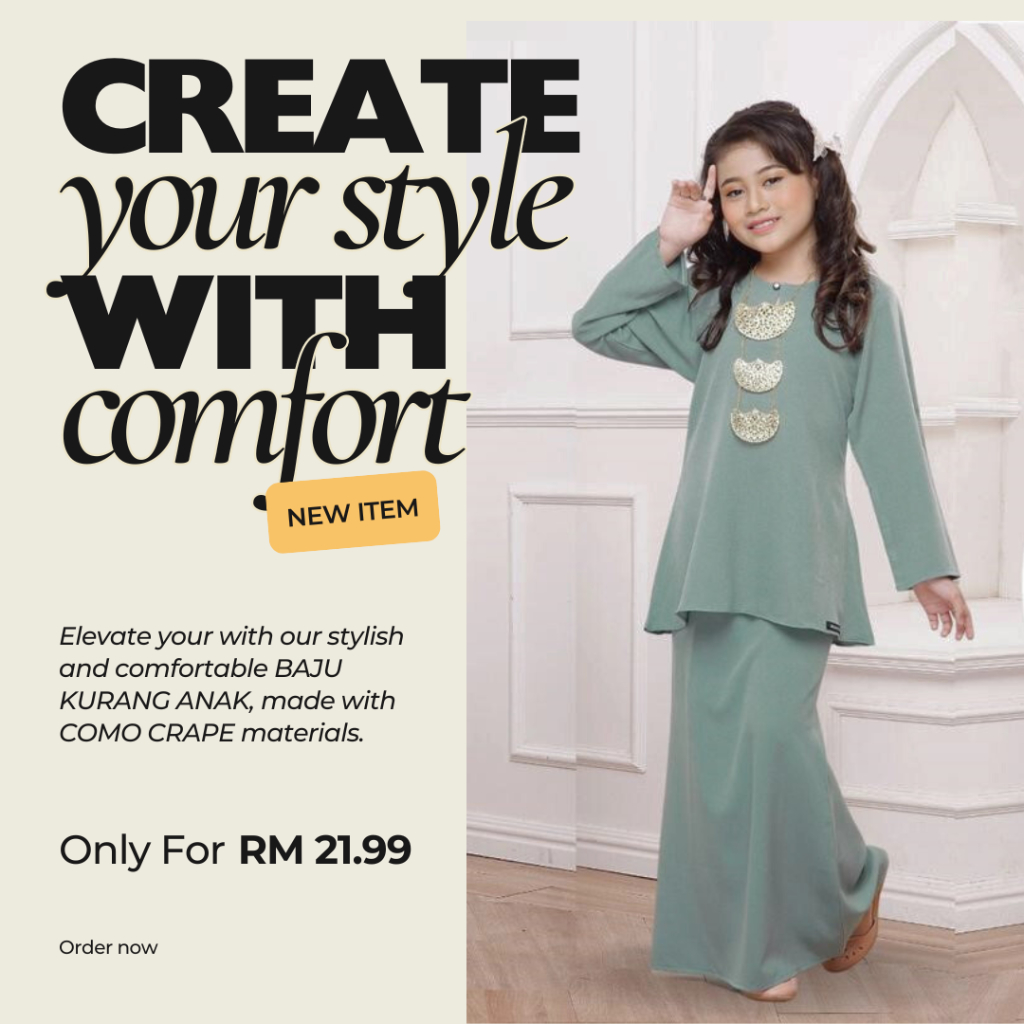 Baju Kurung Anak Peplum มาใหม่ Baju Kanak มีไซส์ (2 ถึง 12) ในสีที่แตกต่างกันใหม่ By Mossa-Outlet