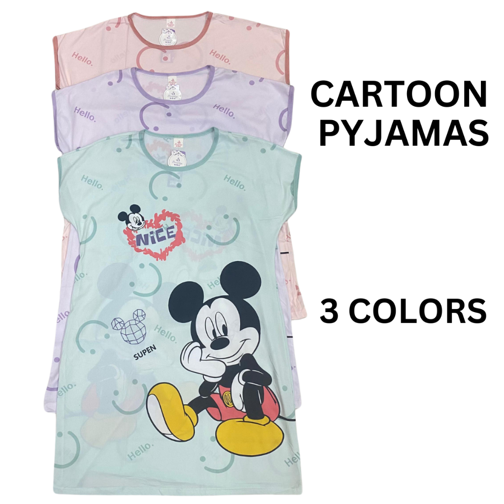 ชุดนอน PAJAMAS DRESS BTH06/17  ฟรีไซส์ผู้หญิงชุดนอนชุดนอนแขนสั้น Baju Tidur Perempuan Night Dresses 