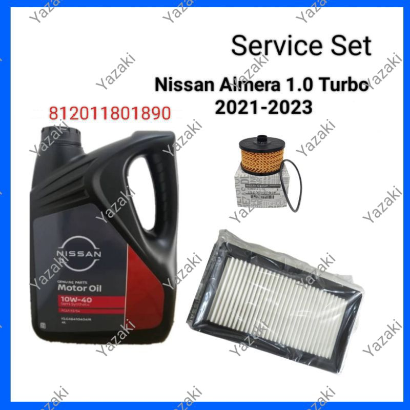 ชุดบริการ Nissan Almera 1.0 Turbo 2021-23 (Nissan 10W40-4L น้ํามันเครื่อง + กรองน้ํามัน 15209-00Q0F 