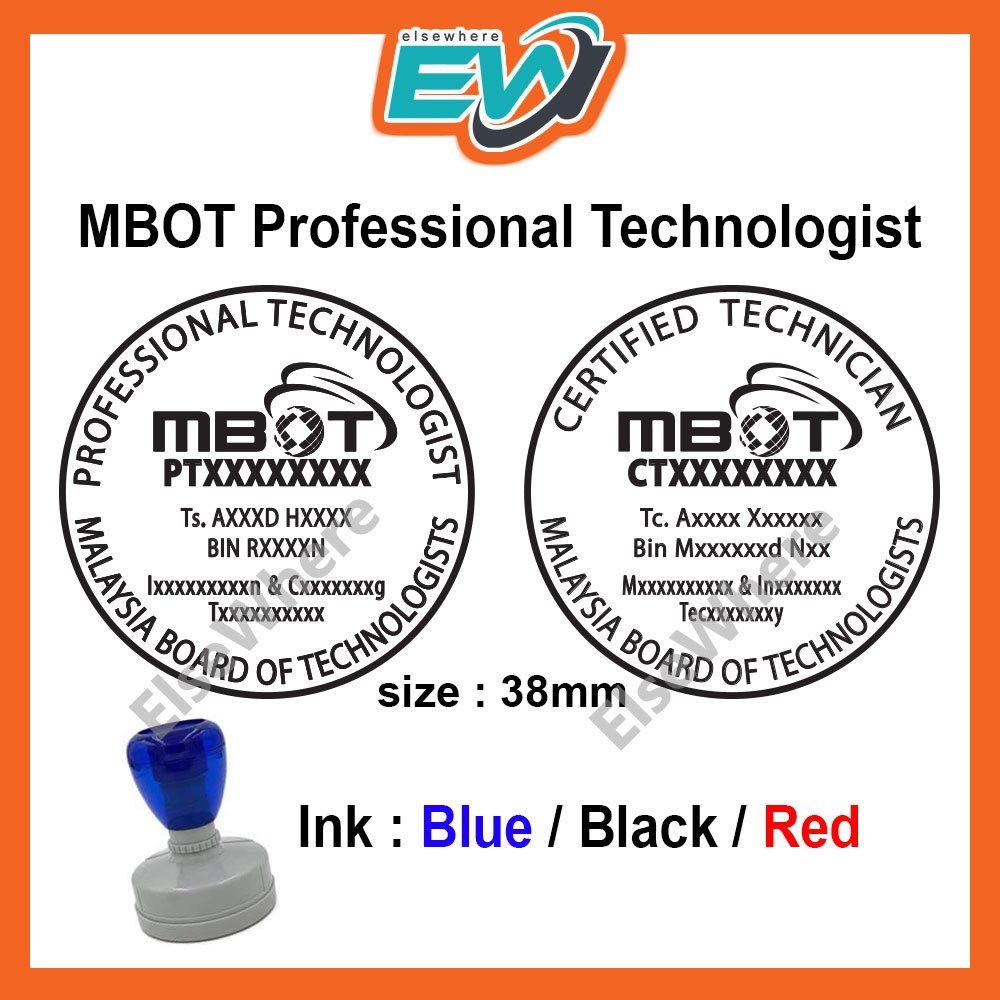 Cop Siap Ada Ink MBOT Board of Technologists / Pre Ink MBOT Stamp Board of Technologist