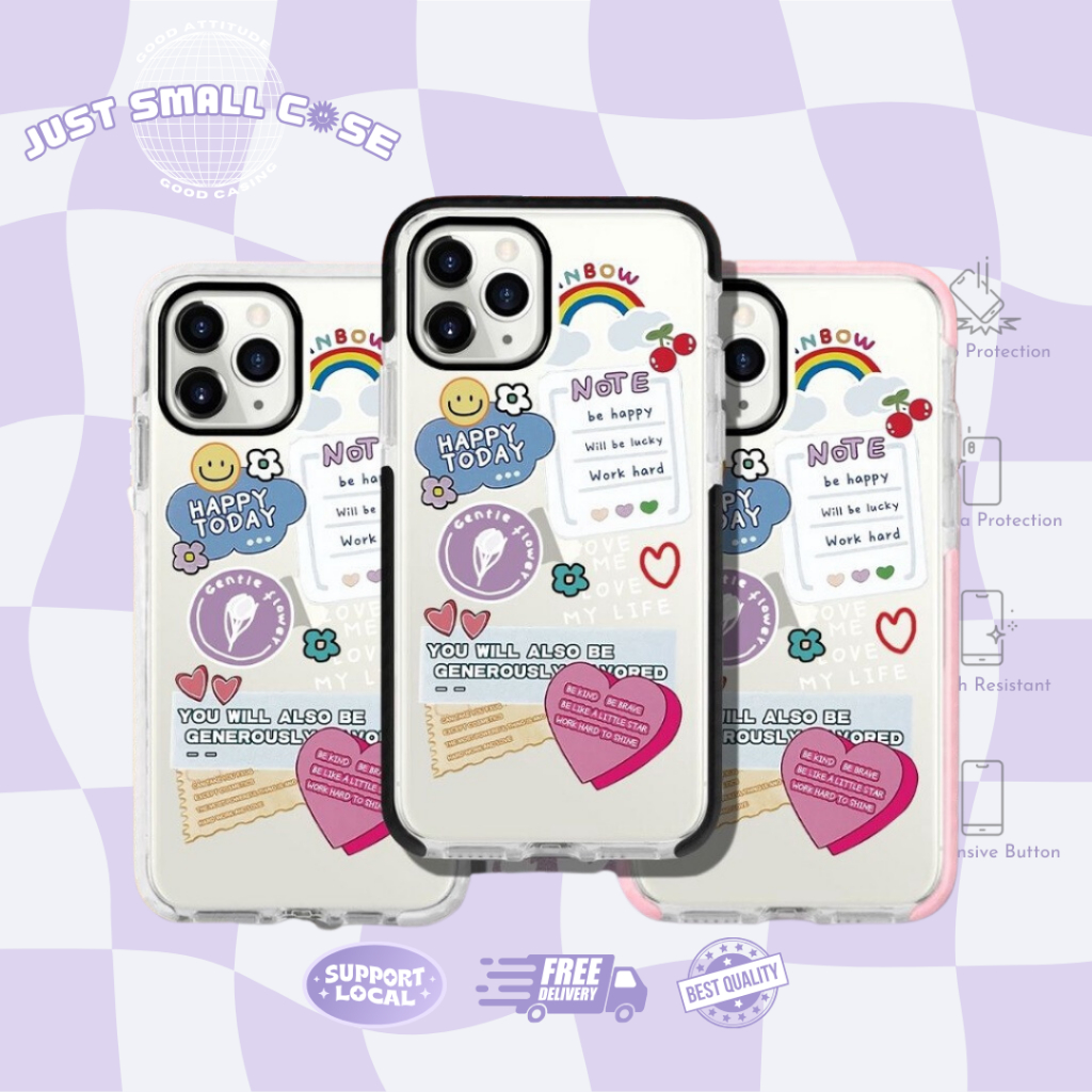 HAPPY TODAY INS RAINBOW DESIGNATED CASE Bumper Neon Case Casing iPhone 17 PRO MAX 17 AIR 16 PRO 15 P