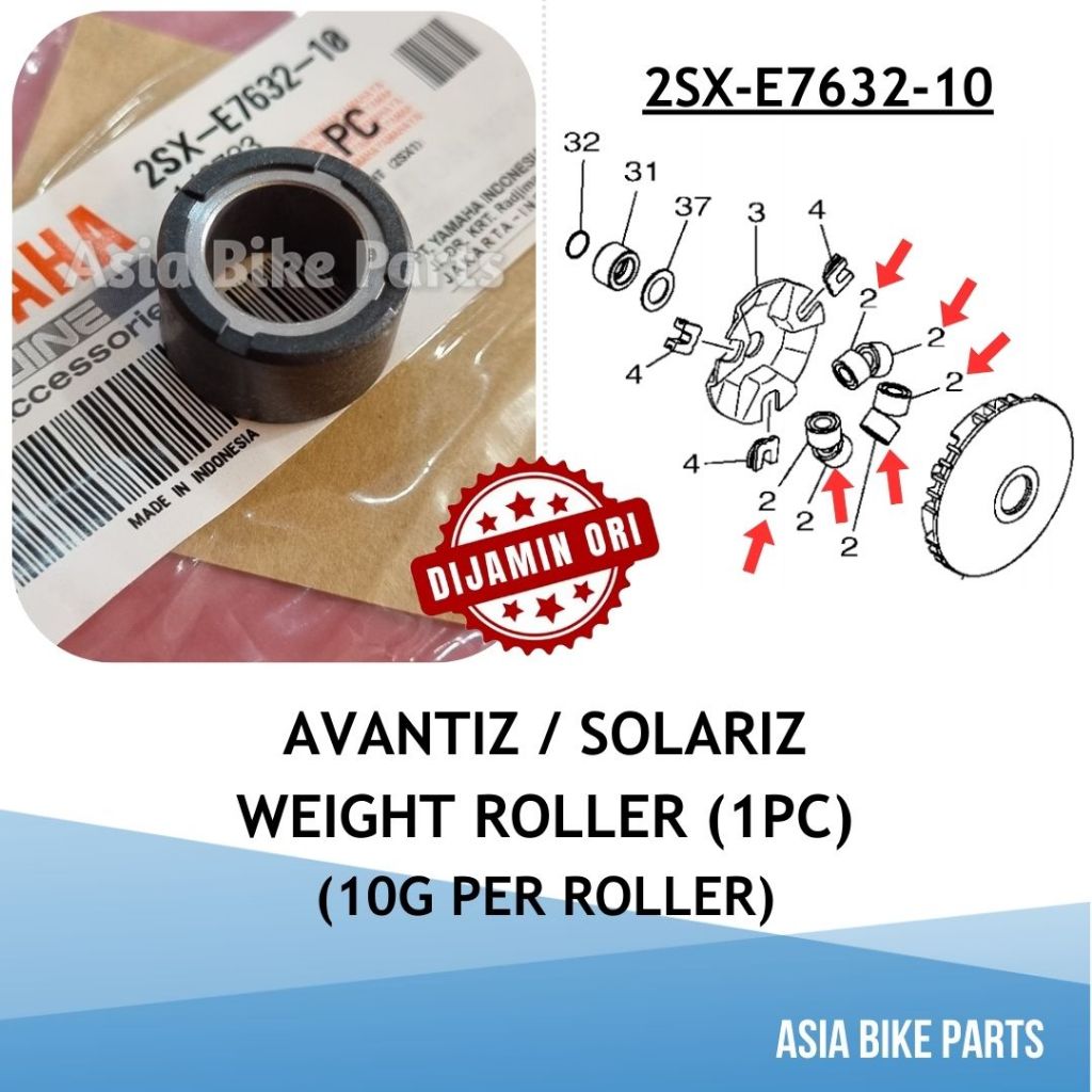 Yamaha Ego Avantiz / Solariz Weight Roller / Pulley Bearing - 2SX-E7632-10