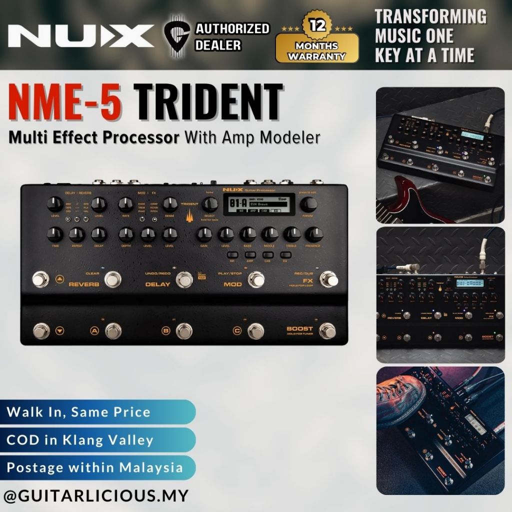 NUX Trident NME-5 Multi Effect โปรเซสเซอร์กีตาร์เหยียบ Amp Modeler พร้อม IR Loader