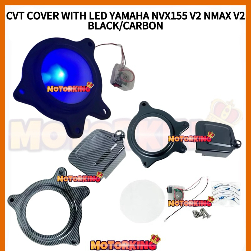 ฝาครอบ CVT TRANSPARENT พร้อม LED YAMAHA NVX155 V2 NMAX V2 ปลั๊กคาร์บอนสีดํา N PLAY CVT ฝาครอบ CLEAR JERNIH