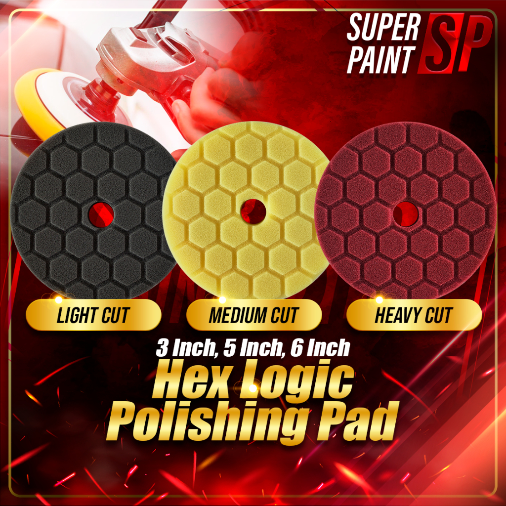 Hex Logic Polishing Pad 3/5/6 นิ้วรูปแบบรังผึ้งรถ Spong Buffing Polishing Pads สําหรับขัดรถ bee边 bee