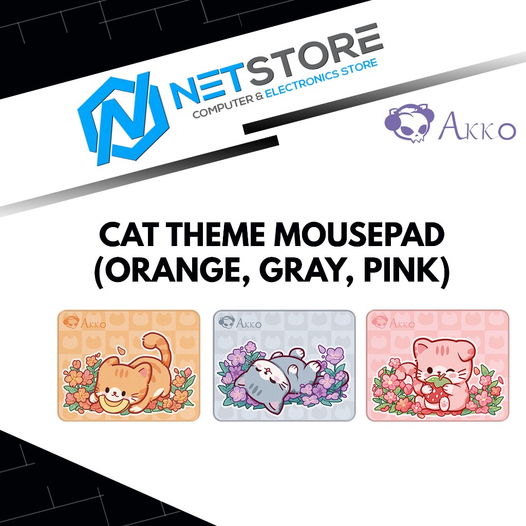 AKKO CAT THEME MOUSEPAD (ORANGE, GREY, PINK)